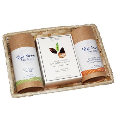 Send Almond Tea Cookies Gift Basket with Herbal Teas for New Mom Gift
