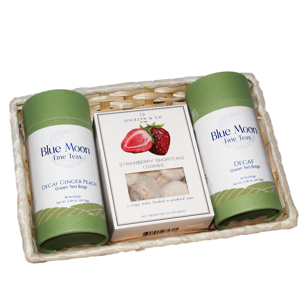 Send Strawberry Tea Cookies Gift Basket with Decaf Green Teas