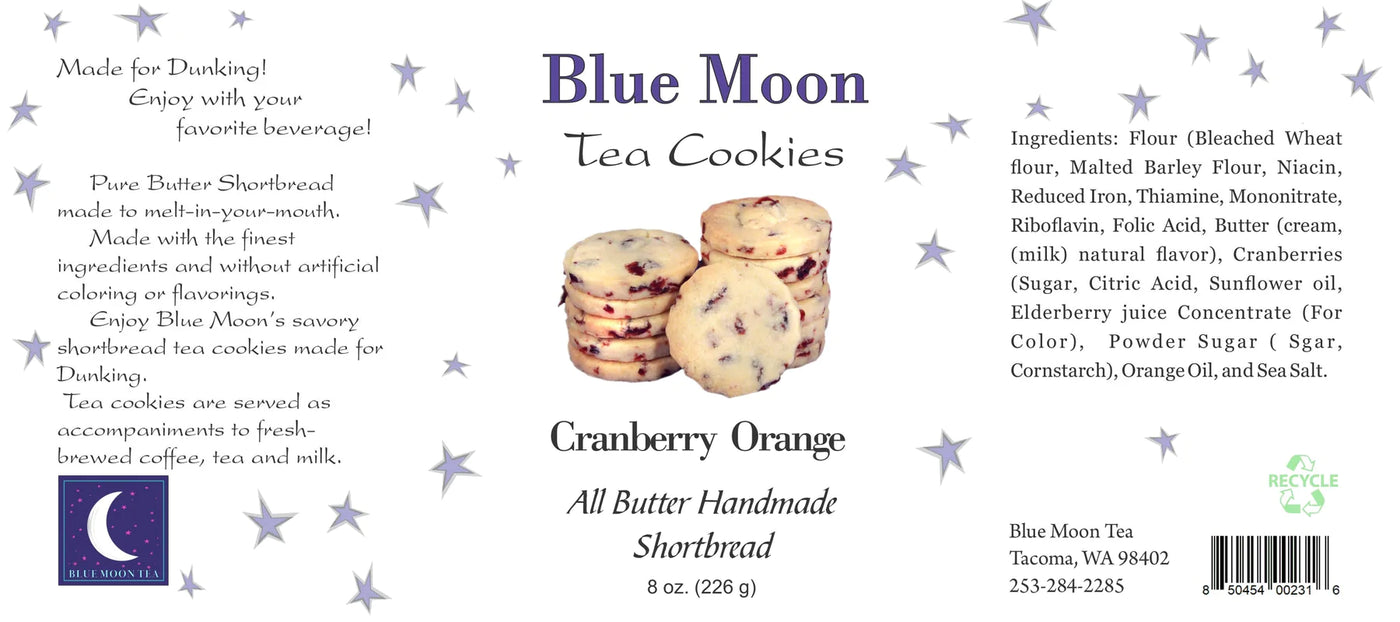 Blue Moon Tea Cookies - Cranberry Orange Shortbread Cookies