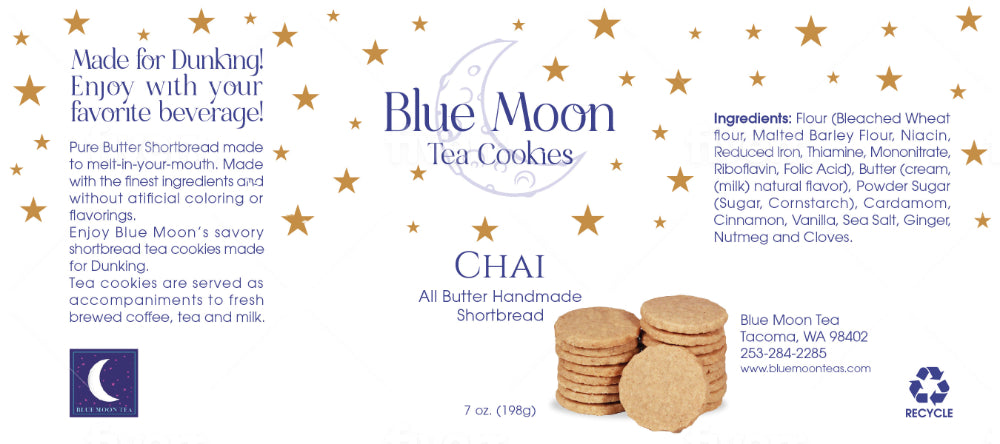 Blue Moon Tea Cookies - Chai Shortbread Cookies