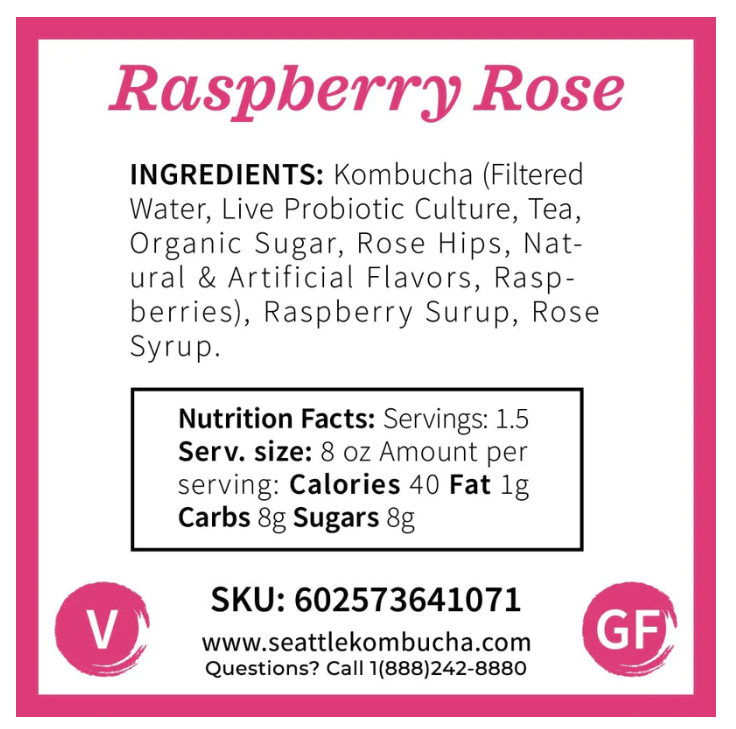Kombucha Tea – Raspberry Rose Sparkling Kombucha