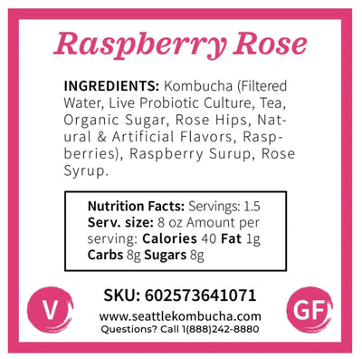 Raspberry Rose Sparkling Kombucha Tea