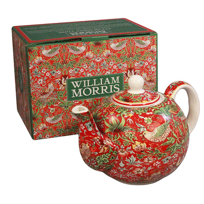 Red Strawberry Thief William Morris 4 CupTeapot - Teapot For Sale